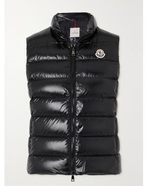 Moncler Ghany Quilted Glossed-Shell Down Vest - Black