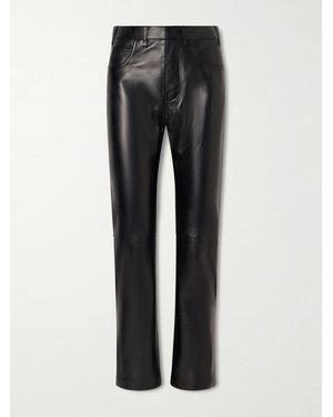 Tom Ford Leather Straight-Leg Trousers - Black