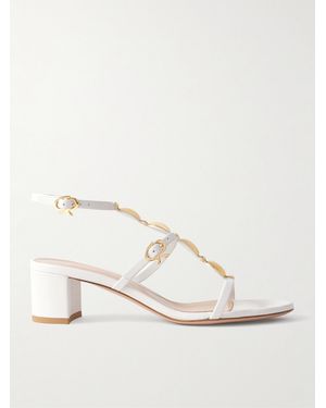 Gianvito Rossi Kalinda 55 Embellished Leather Sandals - Natural
