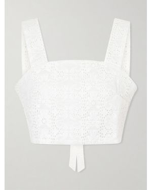 D'Estree Lena Broderie Anglaise Cotton Top - White