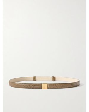TOTEME Snake-Effect Leather Belt - Natural
