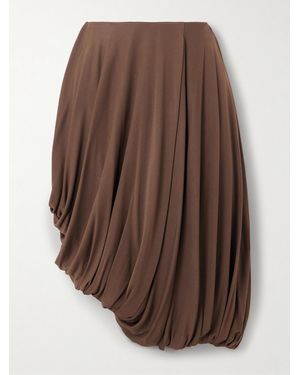 Loewe Asymmetric Pleated Gathered Jersey Skirt - Brown