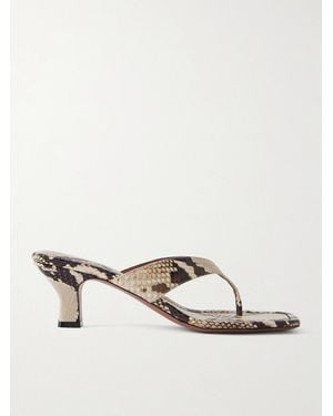 Paris Texas Portofino Snake-Effect Leather Mules - Natural
