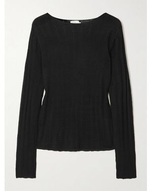 Deiji Studios Open Work Ribbed Ecovero-Blend Top - Black