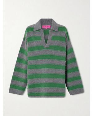 The Elder Statesman Dume Striped Cashmere Polo Jumper - Green