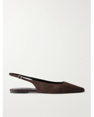Aeyde Annora Suede Slingback Flats - White