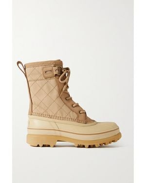 Sorel Caribou Royal Waterproof Leather-Trimmed Canvas And Rubber Ankle Boots - Natural