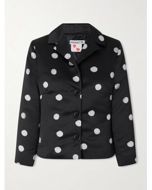 BERNADETTE Elle Polka Dot Duchesse-Satin Jacket - Black
