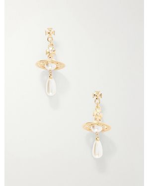 Vivienne Westwood Pearl Drop Crystal-Embellished-Tone Earrings - White