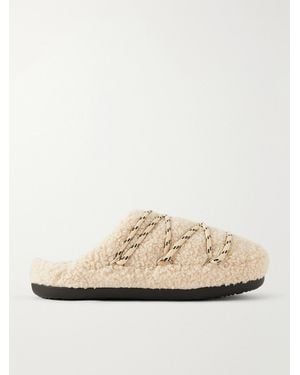 Moon Boot Teddy Suede-Trimmed Plush Slip-Ons - Natural