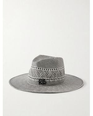 Ruslan Baginskiy Striped Straw Fedora - Gray