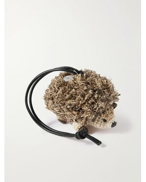 JW Anderson Hedgehog Crocheted Cotton And Leather Bag Charm - Metallic