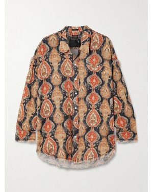 R13 Frayed Printed Cotton Shirt - Natural