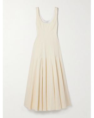 Another Tomorrow Maxikleid Aus Gabardine Aus Einer Biobaumwollmischung Mit Falten - Weiß