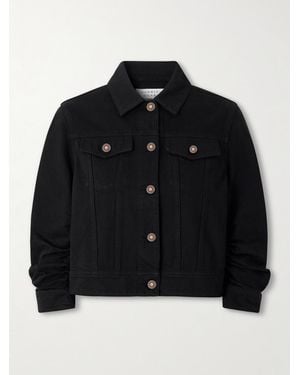 Gabriela Hearst Adira Cropped Ruched Recycled-Denim Jacket - Black