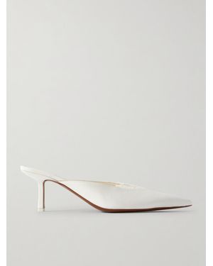 Neous Matar Lace-Trimmed Crepe Mules - White
