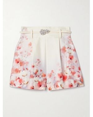 Zimmermann Low-Waist Floral Silk And Cotton Shorts - Multicolour