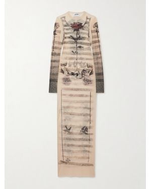 Jean Paul Gaultier Mesh Tattoo-Inspired Long Dress - Natural