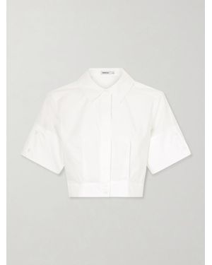 Jonathan Simkhai Sabrina Cropped Pleated Cotton-Blend Poplin Shirt - White