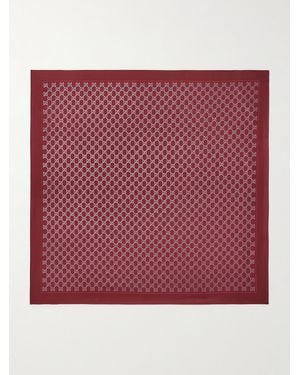 Gucci Printed Metallic Silk-Twill Scarf - Red