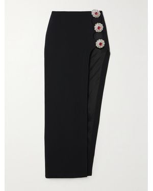 David Koma Cutout Crystal-Embellished Cady Maxi Skirt - Black