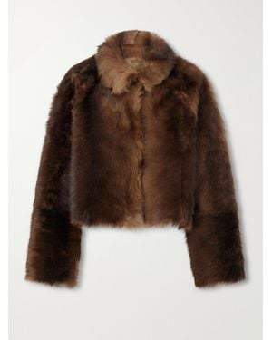 Nour Hammour Cameron Cropped Shearling Jacket - Brown