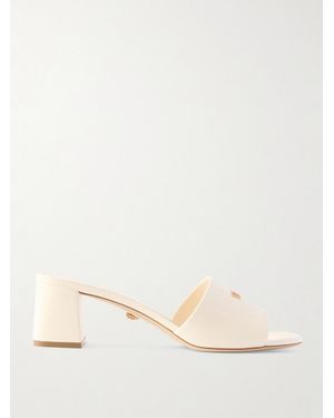 Versace Embellished Leather Mules - Natural