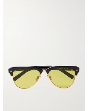 Miu Miu Aviator-Style Acetate And-Tone Sunglasses - Yellow