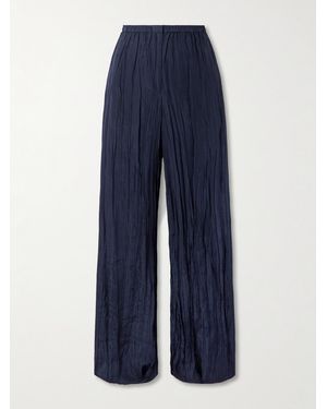 JOSEPH Thoresby Crinkled Silk-Habotai Wide-Leg Pants - Blue