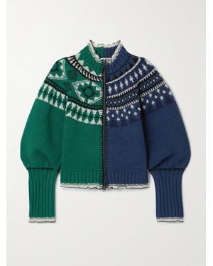 Sea Linea Cardigan Aus Merinowolle Mit Intarsienmustern - Blau