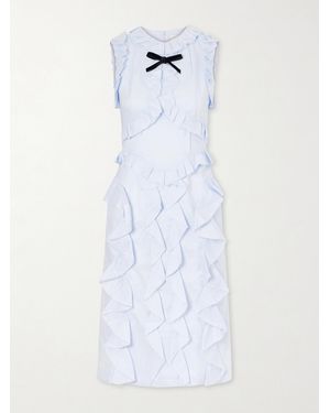 ShuShu/Tong Ruffled Linen Midi Dress - White