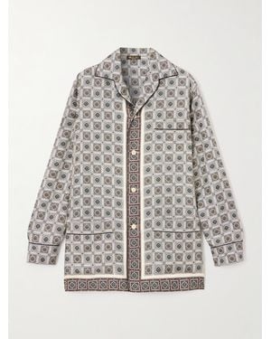Loro Piana Lian Hemd Aus Bedrucktem Seiden-Twill - Grau