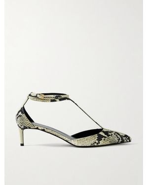 KHAITE Mia Snake-Effect Leather Court Shoes - White