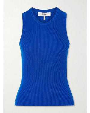 Chloé Ribbed Wool Tank - Blue