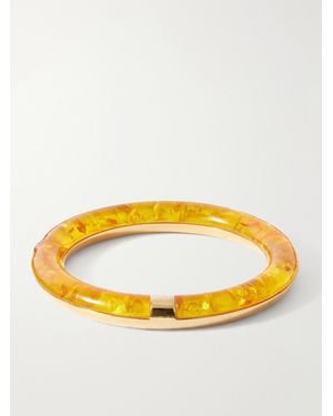Alaïa Ray Logo-Engraved-Tone Amber Bangle - Yellow