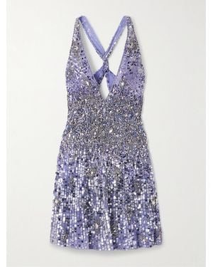 Jenny Packham Crystal And Sequin-Embellished Tulle Mini Dress - Purple