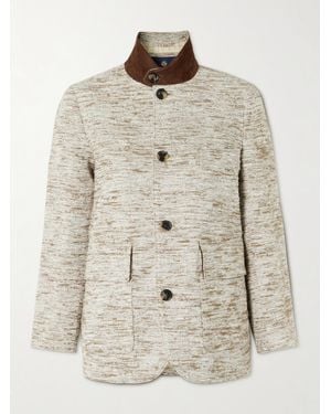 Loro Piana Roadster Suede-Trimmed Textured-Cotton Jacket - Natural