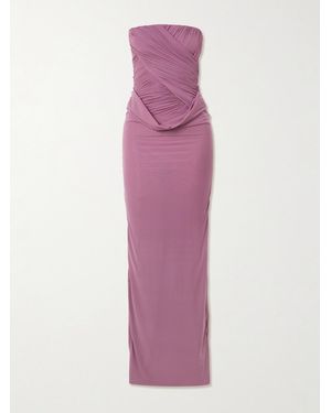 Maygel Coronel Gorgonia Strapless Draped Stretch-Jersey Maxi Dress - Pink