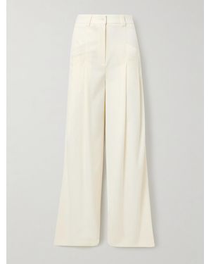 Altuzarra Zanni Pleated Wool-Blend Wide-Leg Trousers - White