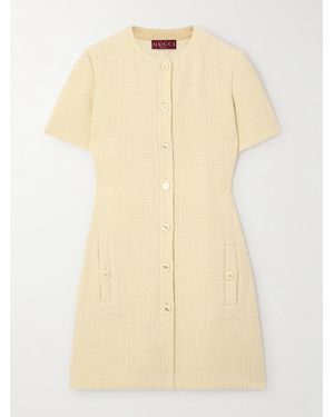 Gucci Wool-Blend Tweed Mini Dress - Natural
