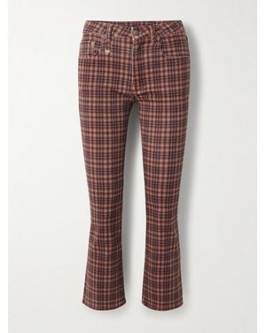 R13 Kick Fit Verkürzte, Hoch Sitzende Schlagjeans Aus Kariertem Denim - Lila