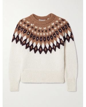 Veronica Beard Anne Fair Isle Alpaca-Blend Sweater - Natural