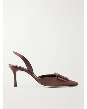 Manolo Blahnik Ul> <Li>Emilia Wickstead Maysli 70 Satin Slingback Pumps</Li> /Ul - Brown