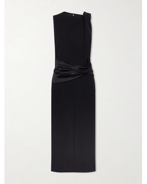 Lanvin Open-Back Draped Satin-Trimmed Jersey Midi Dress - Schwarz