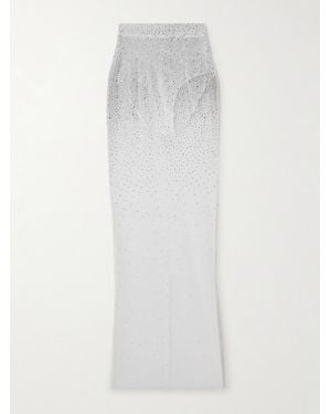 Alex Perry Crystal-Embellished Mesh Maxi Skirt - White