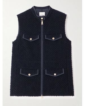 Moncler Fallavier Appliquéd Quilted Shell And Wool-Bouclé Down Vest - Blue