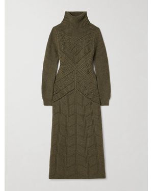 Loro Piana Cashmere Turtleneck Maxi Dress - Green