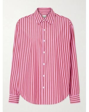 Comme Si La Shirt Classica Hemd Aus Gestreifter Baumwollpopeline - Pink