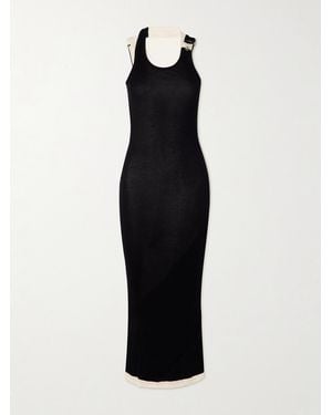 Jean Paul Gaultier Cotton Ribbed Twisted Double Layer Sleeveless Dress - Black