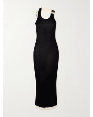 Jean Paul Gaultier Mehrlagiges Maxikleid Aus Geripptem Baumwoll-Jersey Mit Schnalle - Schwarz